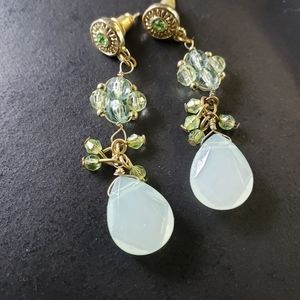 Vintage moonstone, rhinestone and beaded earrings.